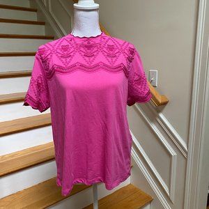 MAJE womens top Fuchia Pink short sleeve cotton - Size L(3)